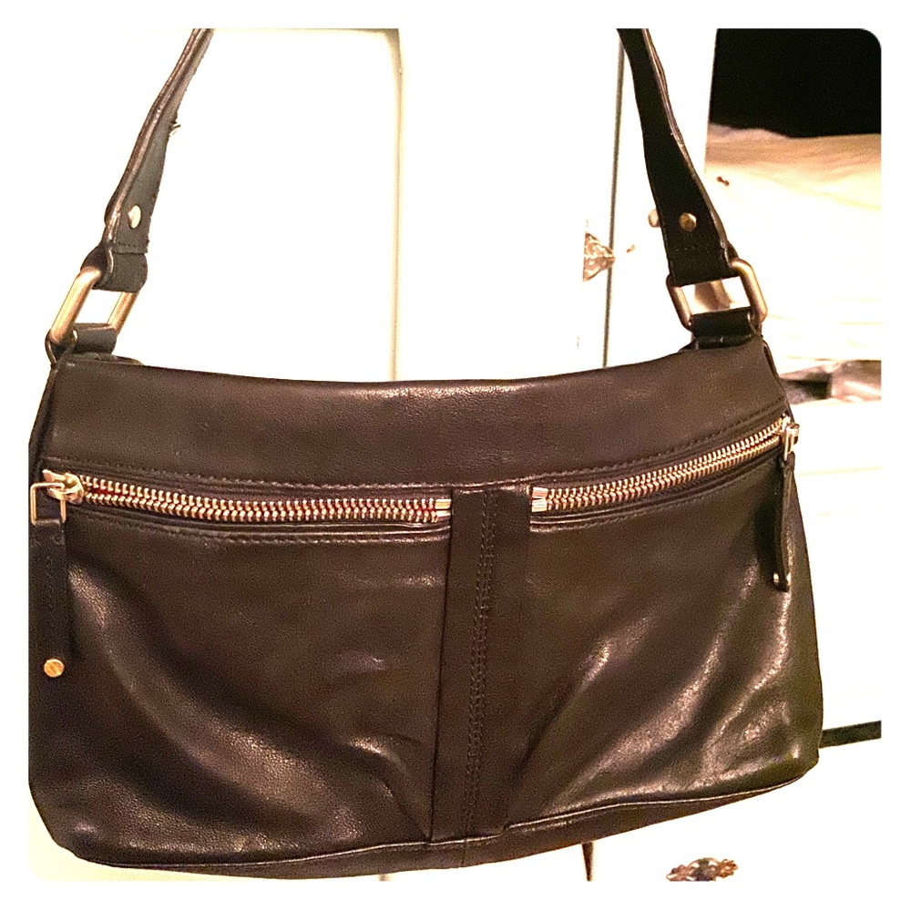 Vintage Black Leather Shoulder Bag